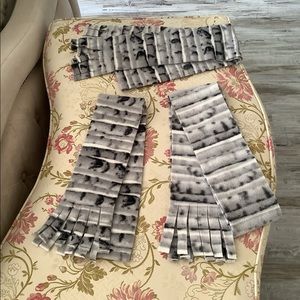 Scarves handmade polar fleece fringe ends warm soft gray black